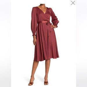 satin midi wrap dress